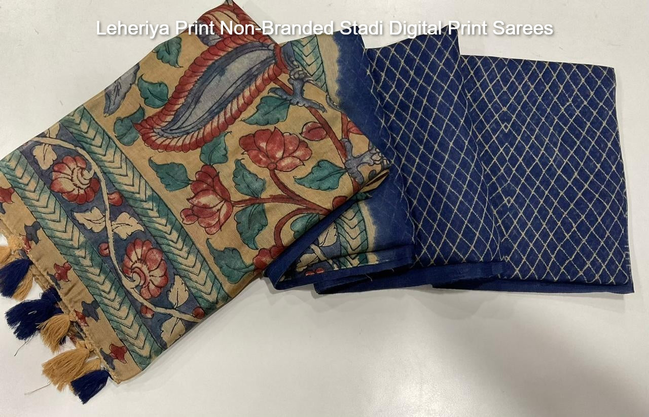 Leheriya Print Non-Branded Stadi Digital Print Sarees