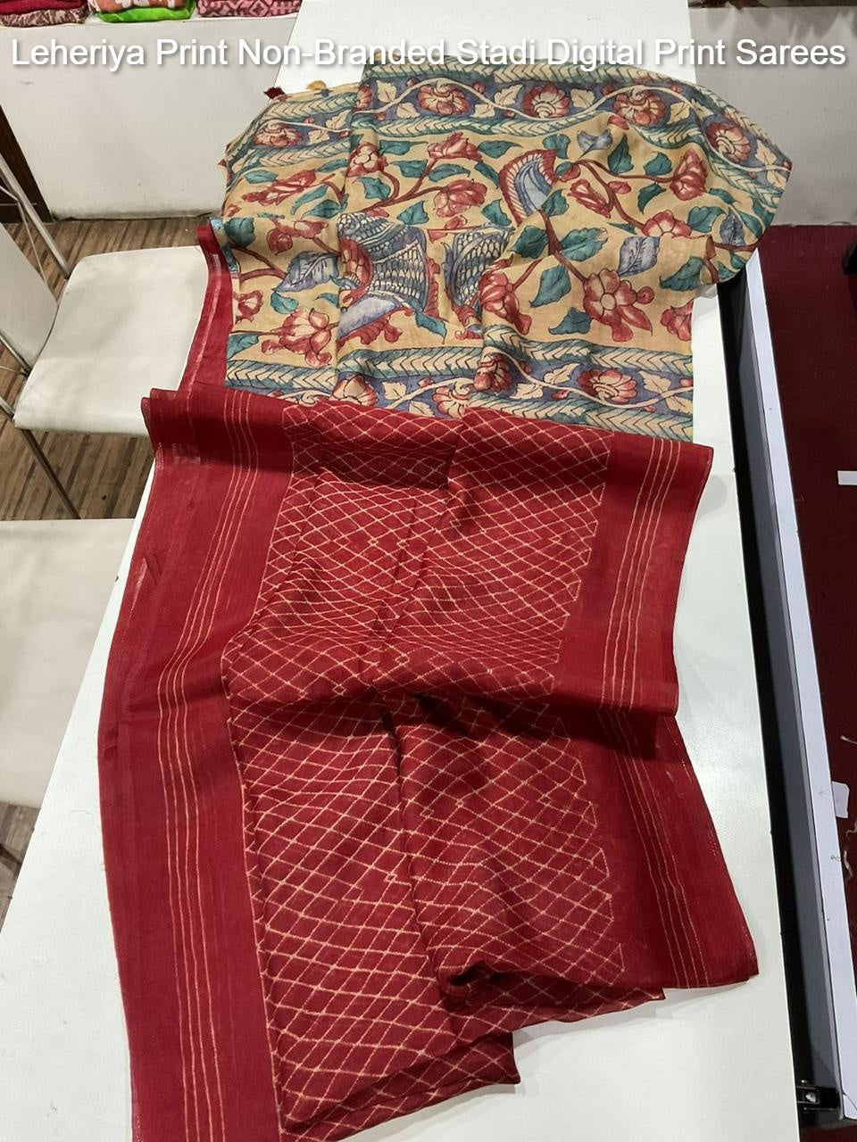 Leheriya Print Non-Branded Stadi Digital Print Sarees