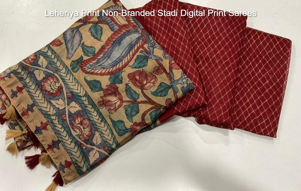 Leheriya Print Non-Branded Stadi Digital Print Sarees