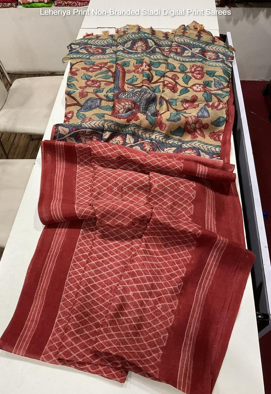 Leheriya Print Non-Branded Stadi Digital Print Sarees