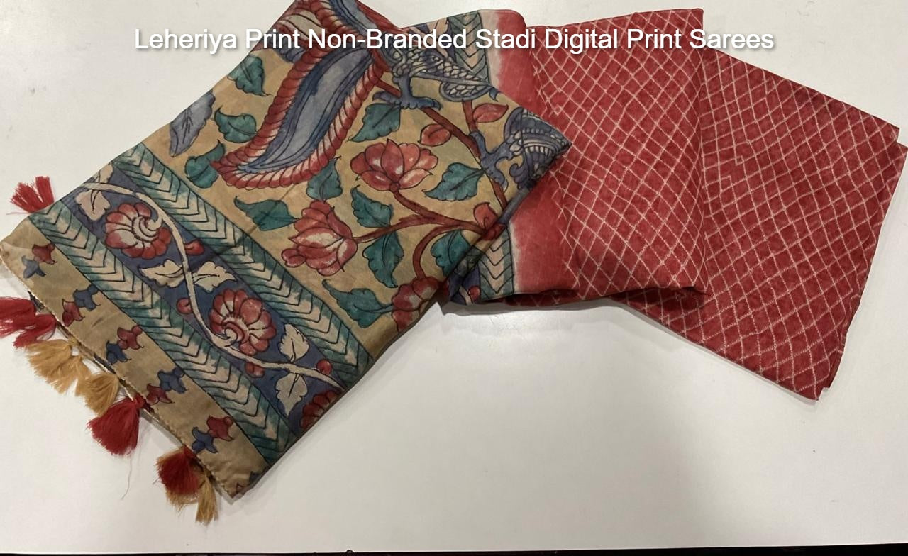 Leheriya Print Non-Branded Stadi Digital Print Sarees