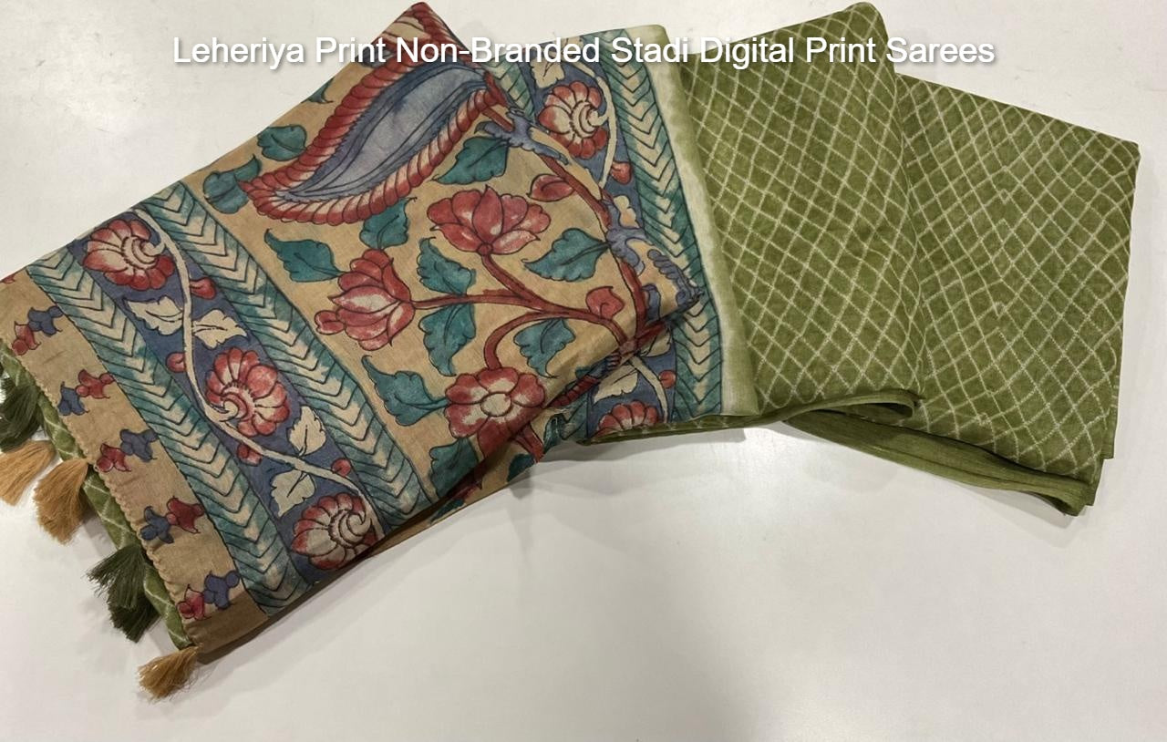 Leheriya Print Non-Branded Stadi Digital Print Sarees