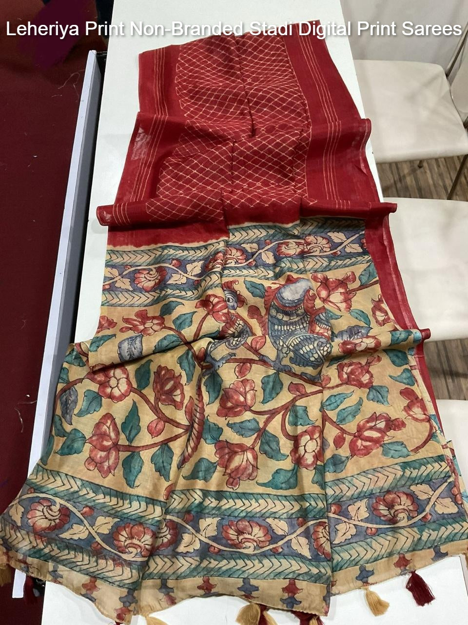 Leheriya Print Non-Branded Stadi Digital Print Sarees