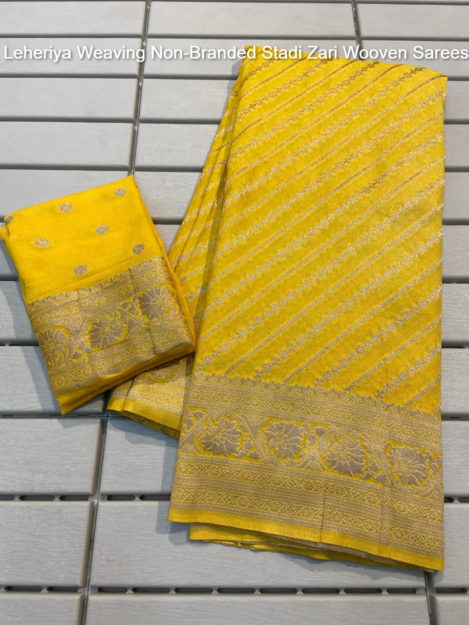 Leheriya Weaving Non-Branded Stadi Zari Wooven Sarees