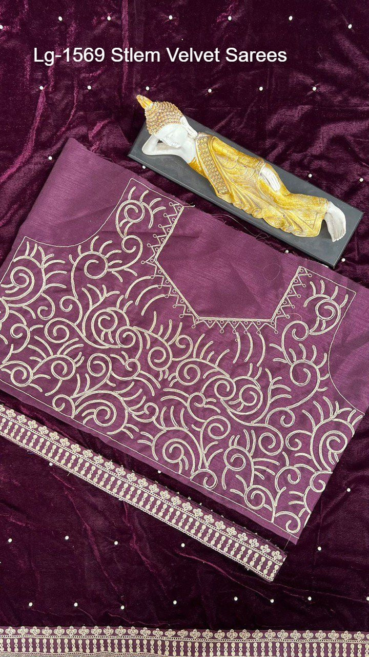 Lg-1569 Stlem Velvet Sarees