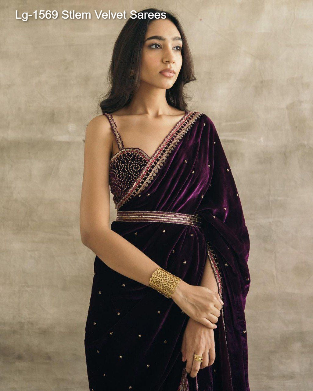 Lg-1569 Stlem Velvet Sarees