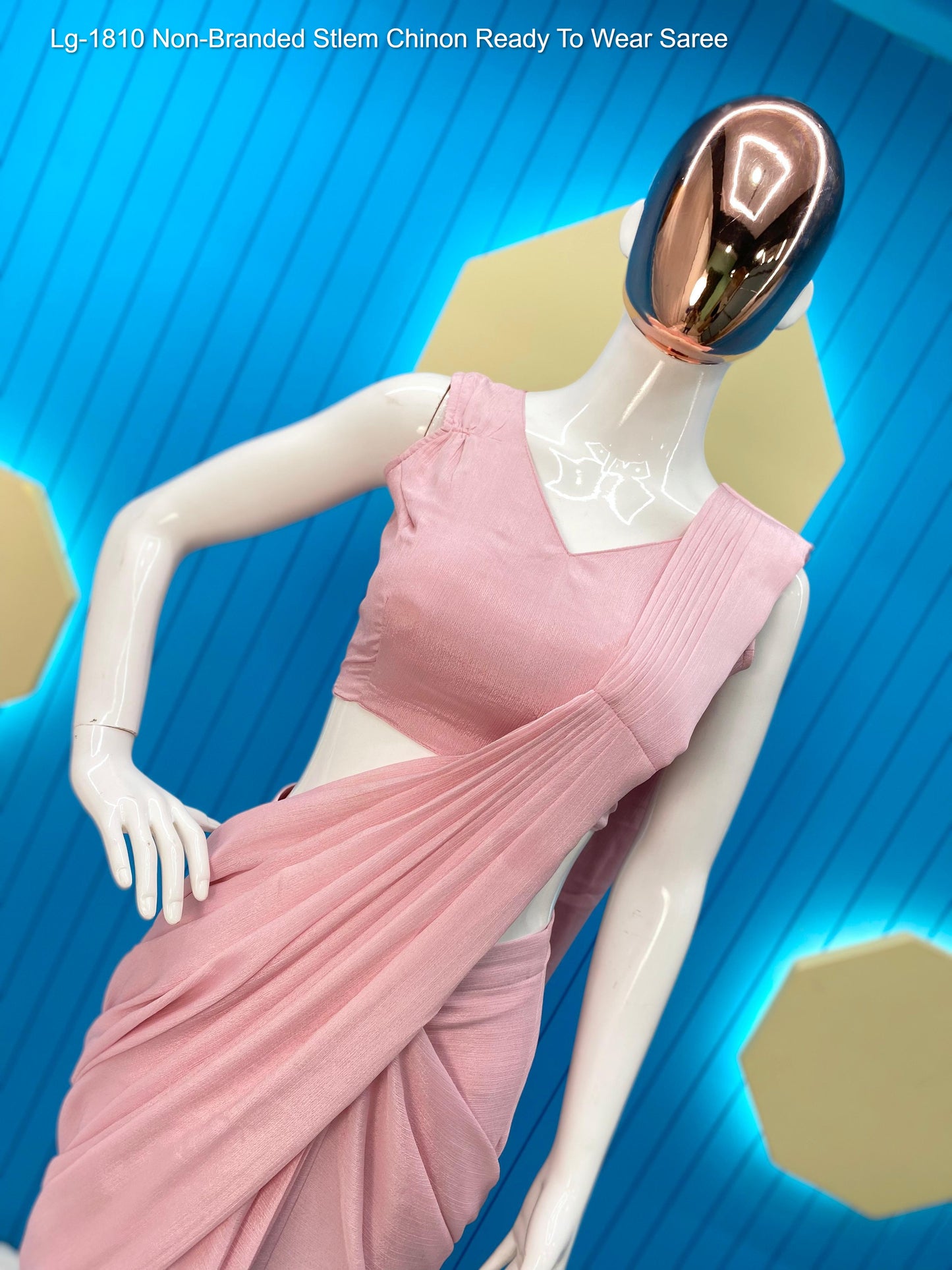 Lg-1810 Non-Branded Stlem Chinon Ready To Wear Saree