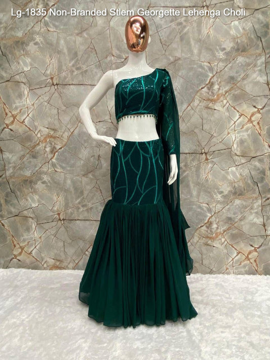 Lg-1835 Non-Branded Stlem Georgette Lehenga Choli