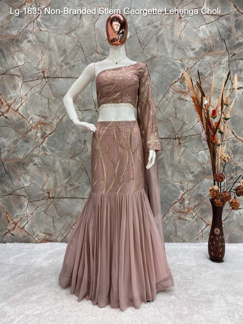 Lg-1835 Non-Branded Stlem Georgette Lehenga Choli