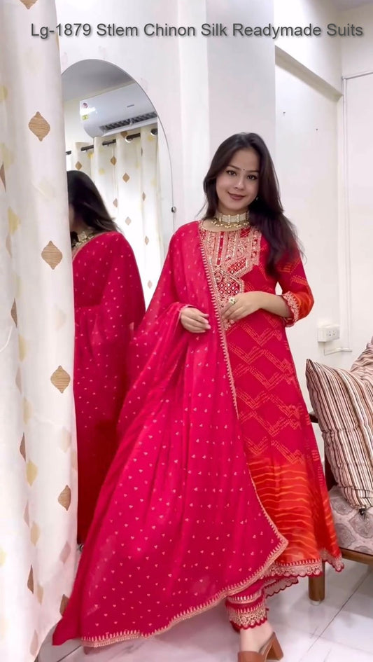 Lg-1879 Stlem Chinon Silk Readymade Suits