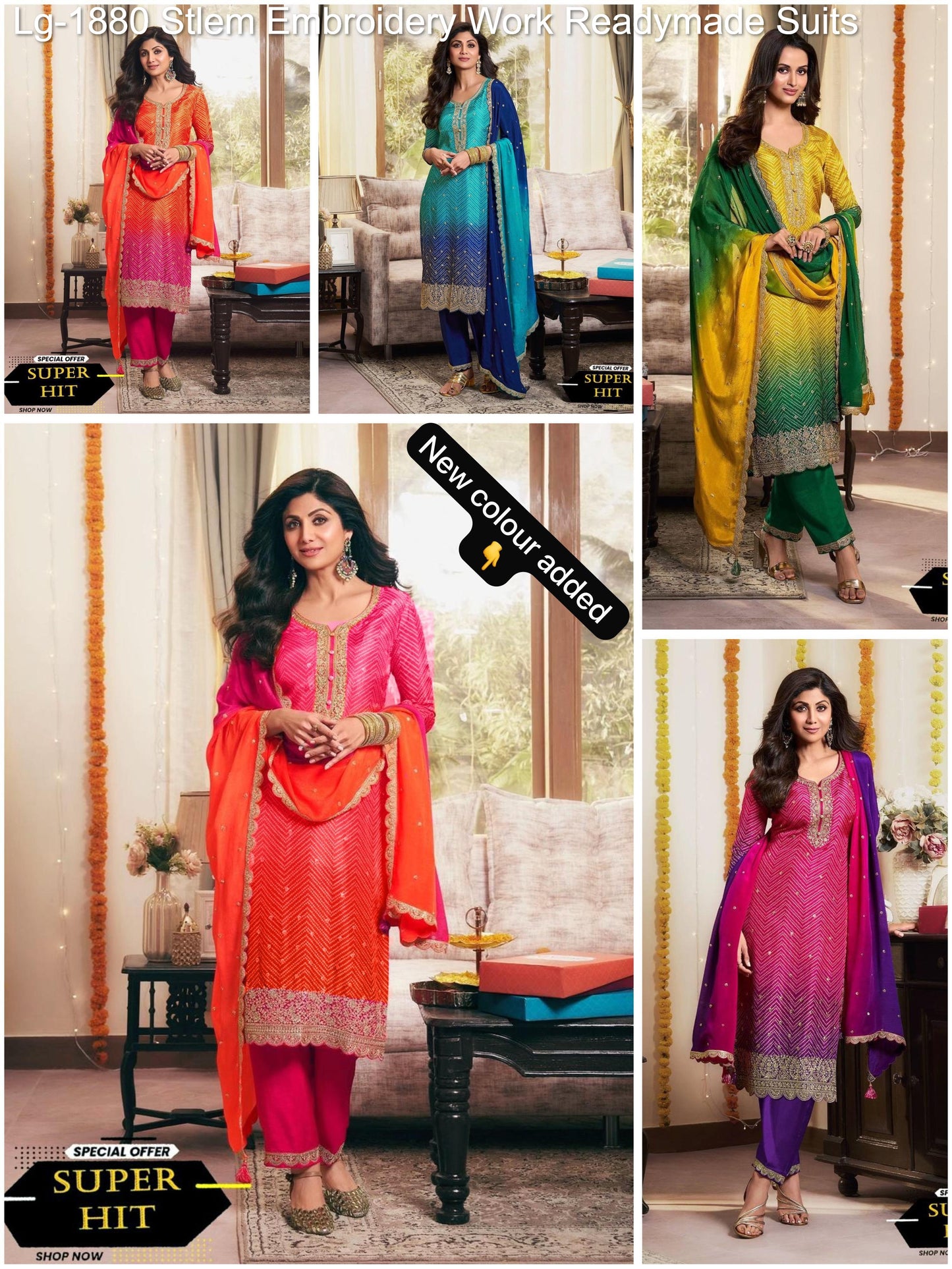 Lg-1880 Stlem Embroidery Work Readymade Suits