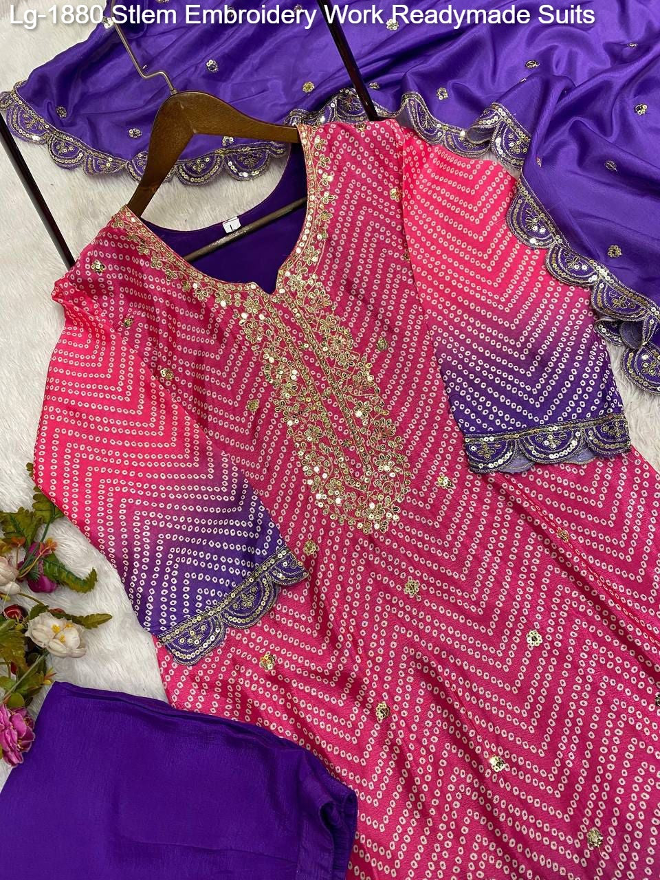 Lg-1880 Stlem Embroidery Work Readymade Suits