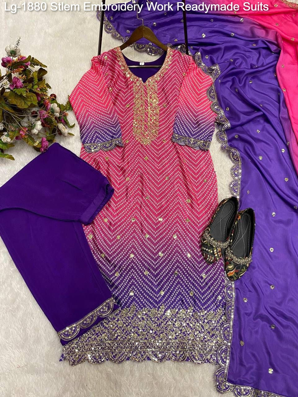 Lg-1880 Stlem Embroidery Work Readymade Suits