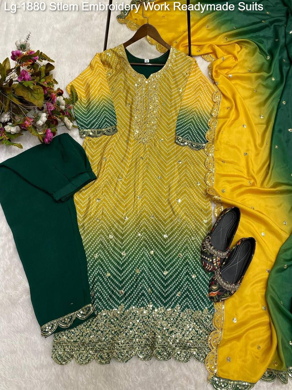 Lg-1880 Stlem Embroidery Work Readymade Suits