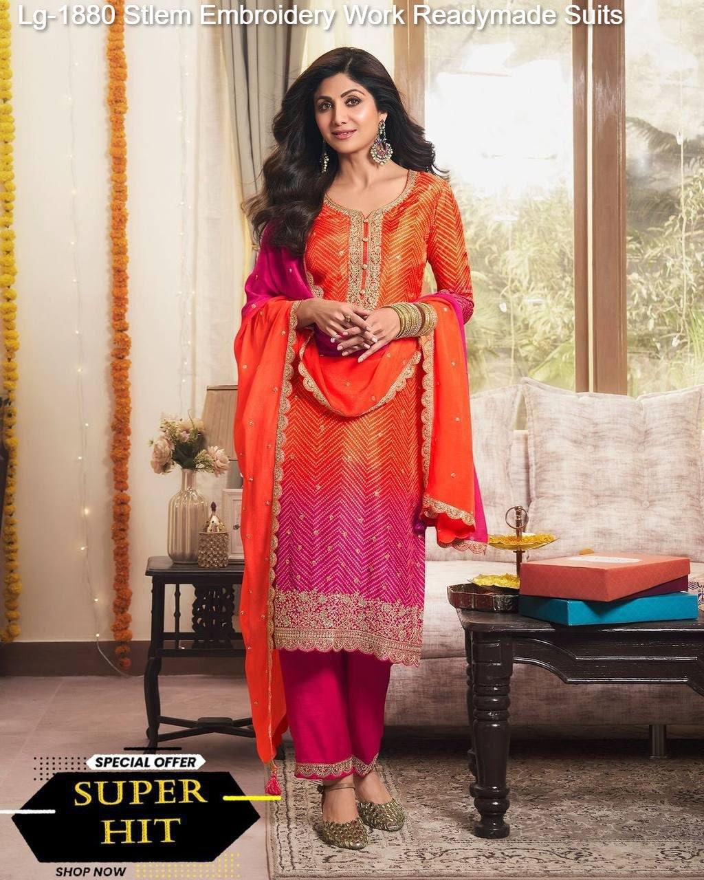 Lg-1880 Stlem Embroidery Work Readymade Suits