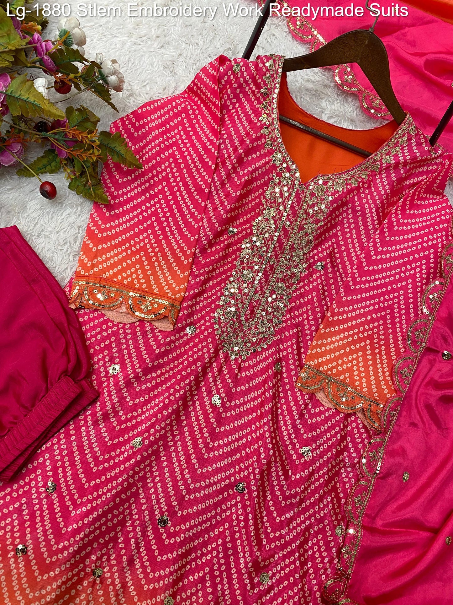 Lg-1880 Stlem Embroidery Work Readymade Suits