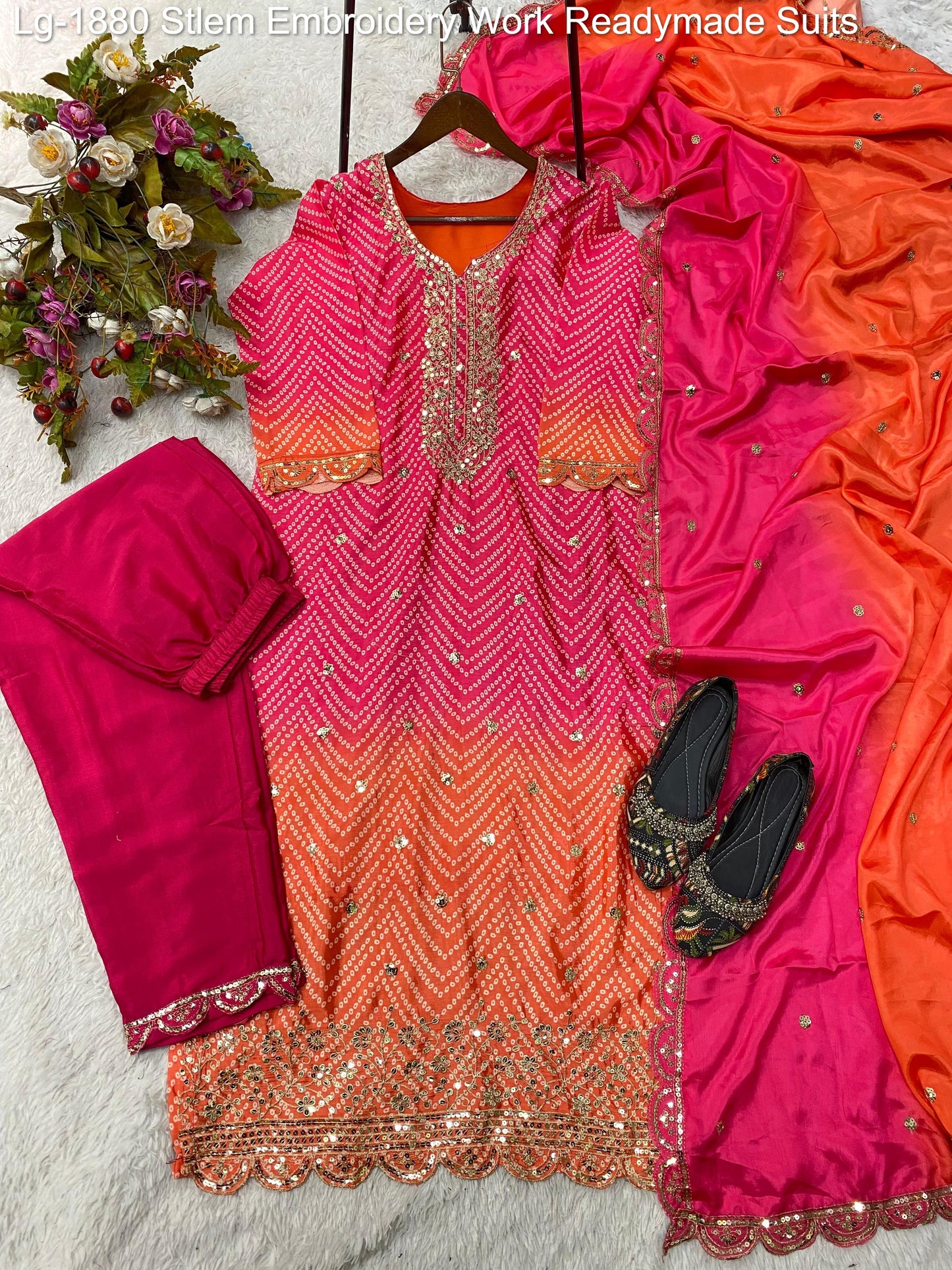 Lg-1880 Stlem Embroidery Work Readymade Suits