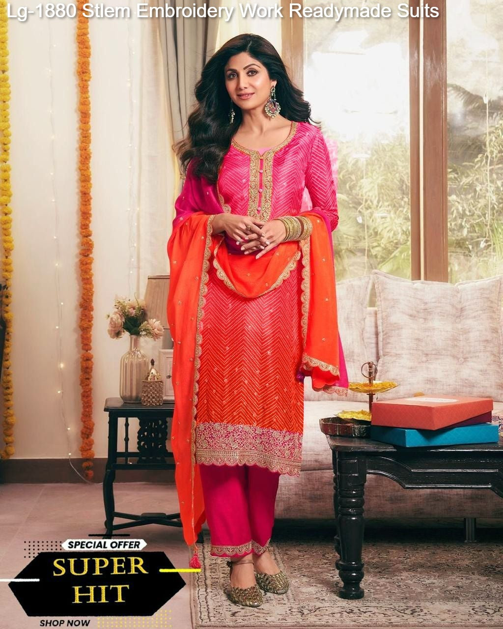 Lg-1880 Stlem Embroidery Work Readymade Suits