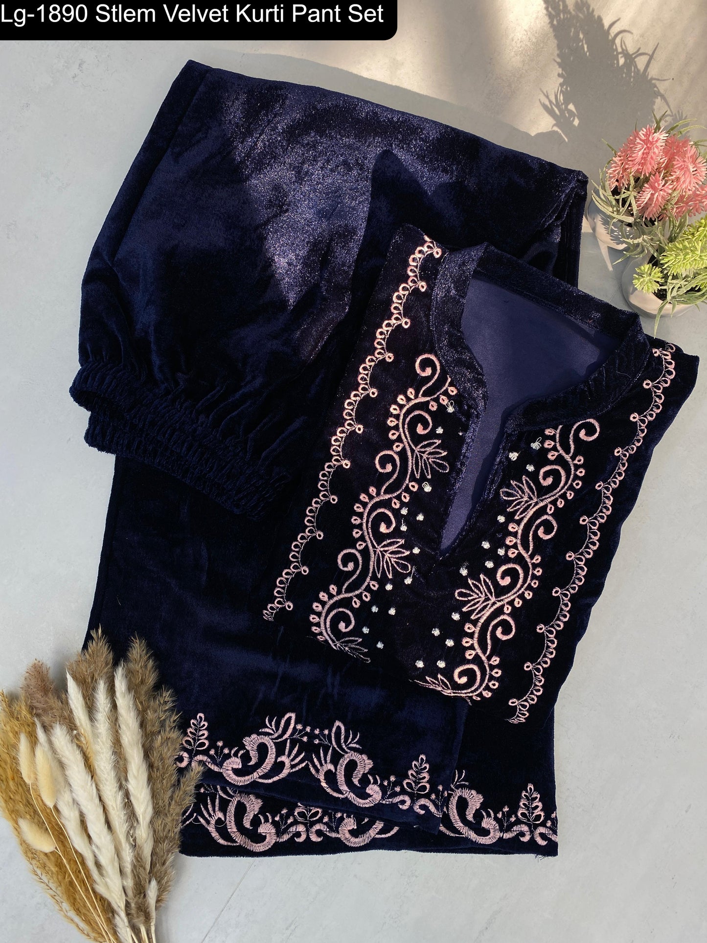 Lg-1890 Stlem Velvet Kurti Pant Set