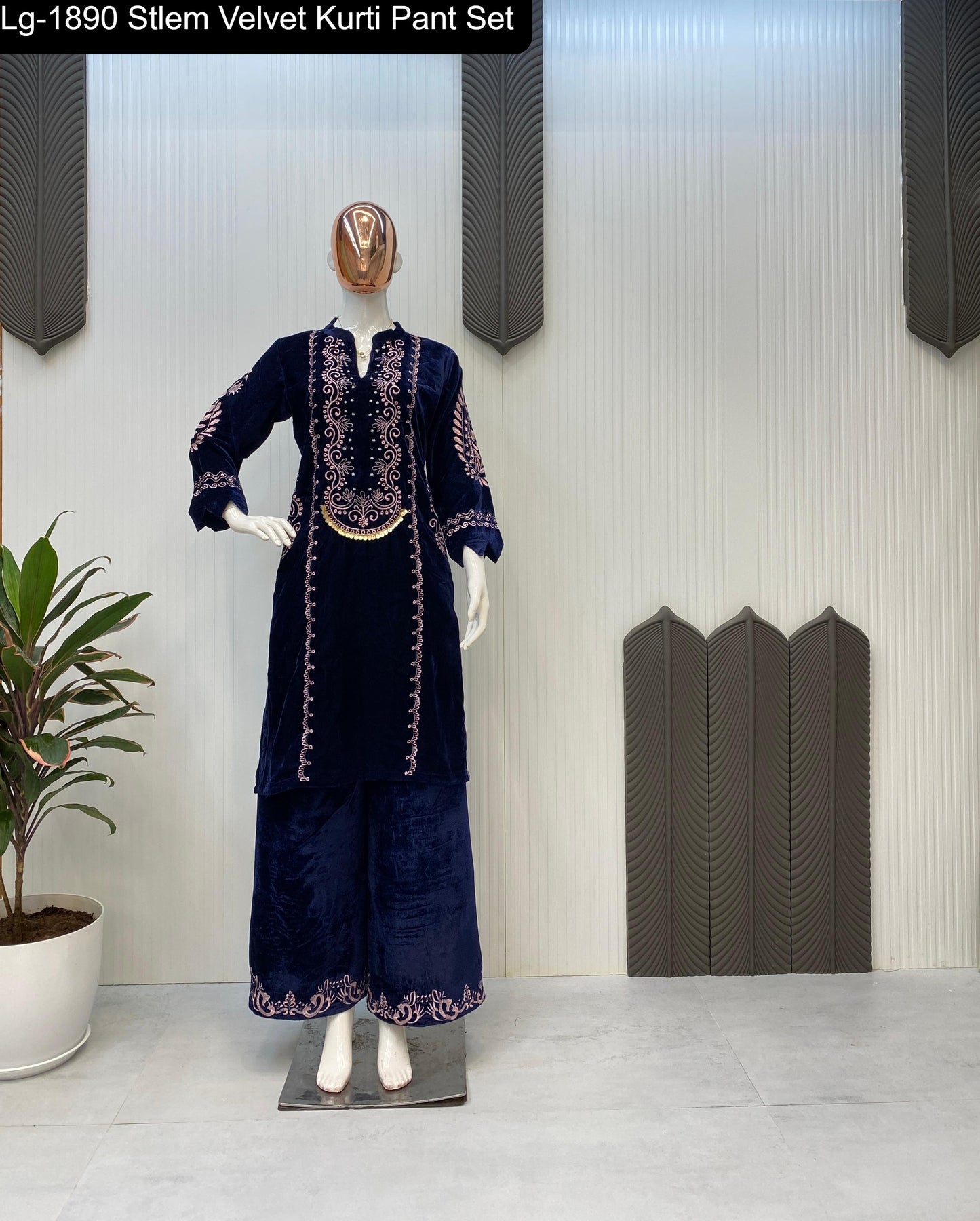 Lg-1890 Stlem Velvet Kurti Pant Set