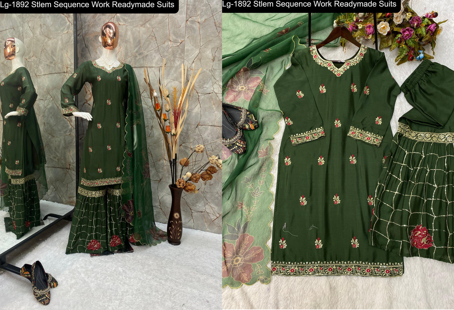 Lg-1892 Stlem Sequence Work Readymade Suits