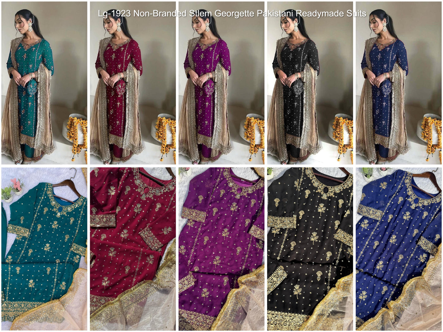 Lg-1923 Non-Branded Stlem Georgette Pakistani Readymade Suits