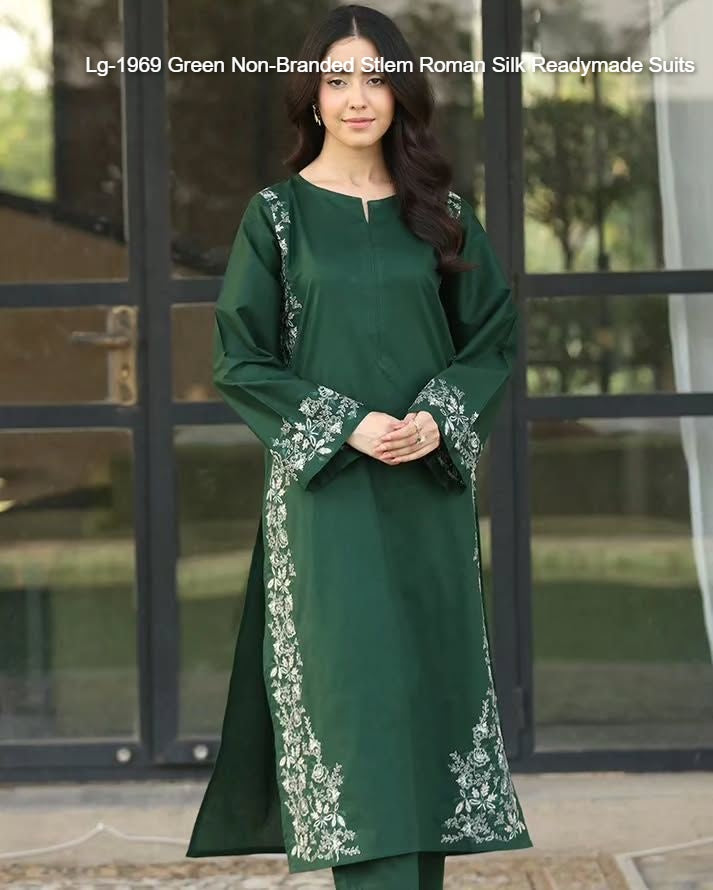 Lg-1969 Green Non-Branded Stlem Roman Silk Readymade Suits