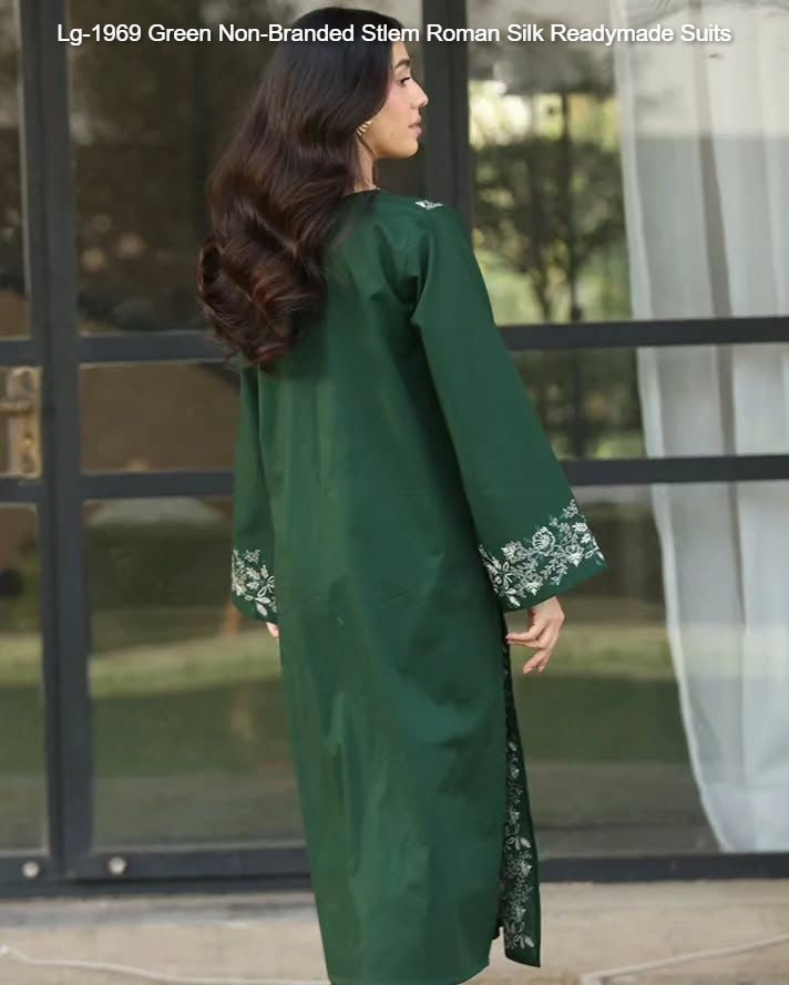 Lg-1969 Green Non-Branded Stlem Roman Silk Readymade Suits