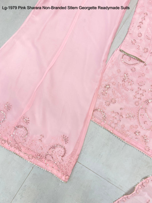 Lg-1979 Pink Sharara Non-Branded Stlem Georgette Readymade Suits