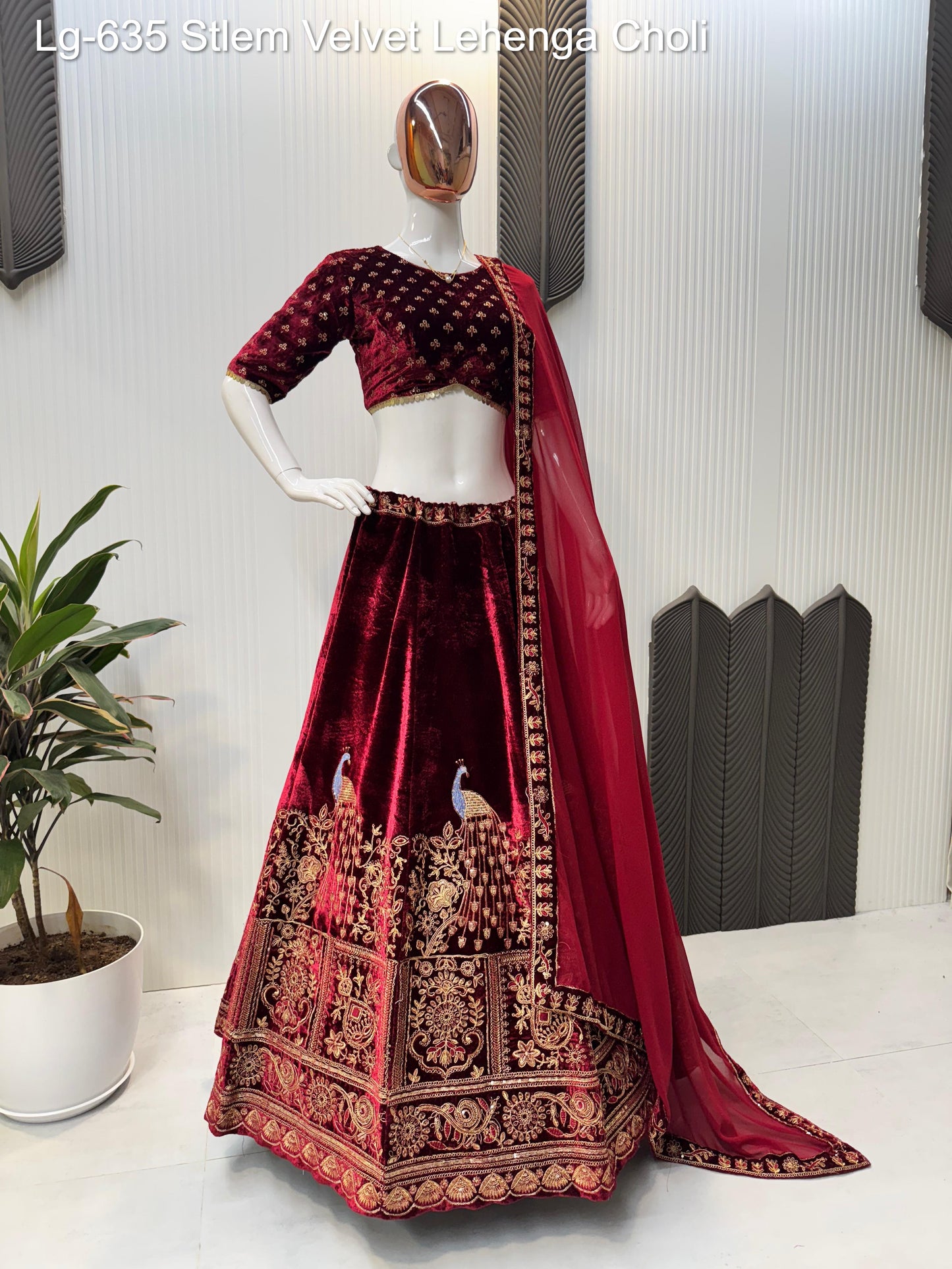 Lg-635 Stlem Velvet Lehenga Choli