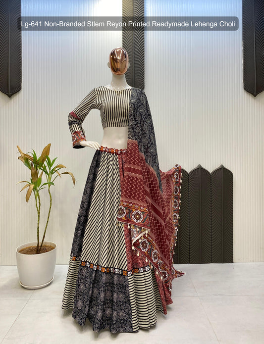 Lg-641 Non-Branded Stlem Reyon Printed Readymade Lehenga Choli