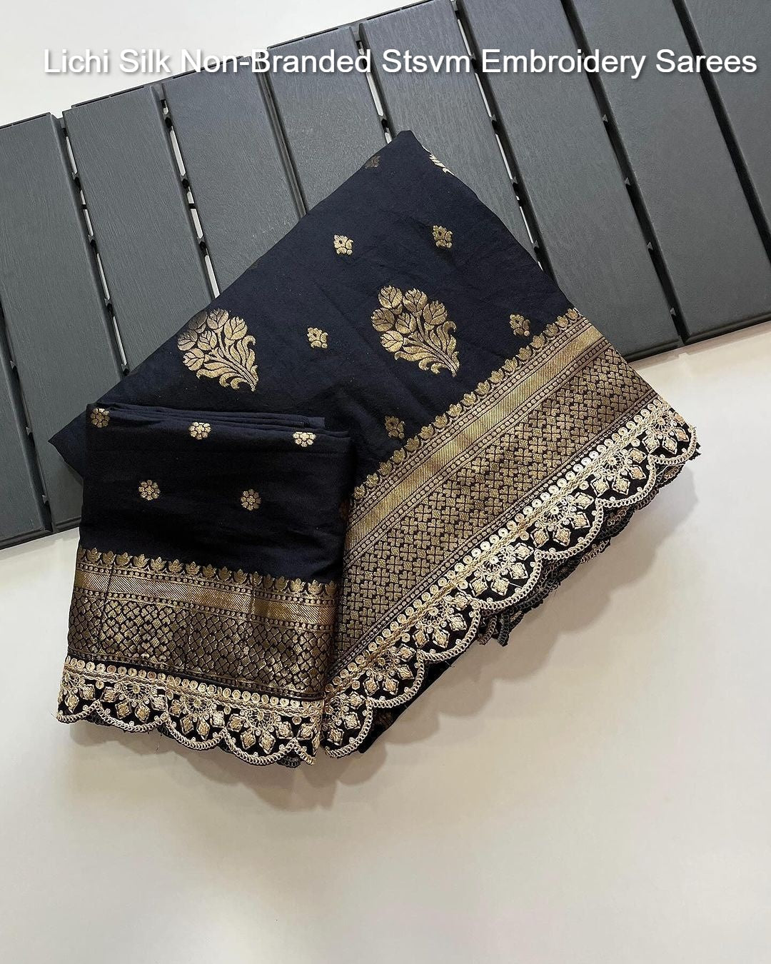 Lichi Silk Non-Branded Stsvm Embroidery Sarees