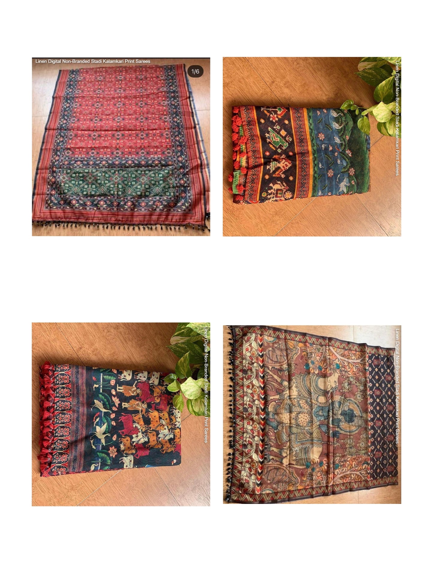 Linen Digital Non-Branded Stadi Kalamkari Print Sarees