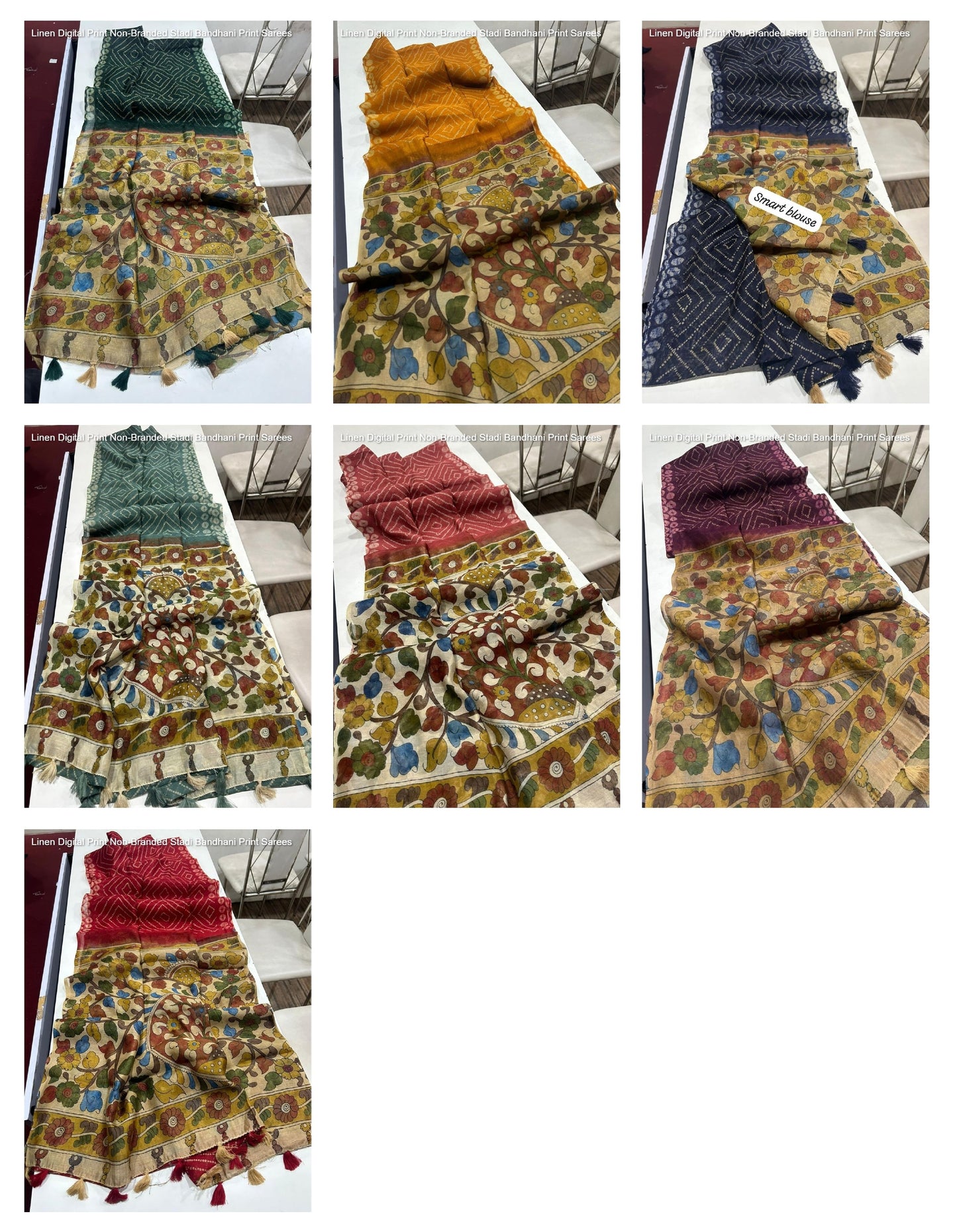Linen Digital Print Non-Branded Stadi Bandhani Print Sarees