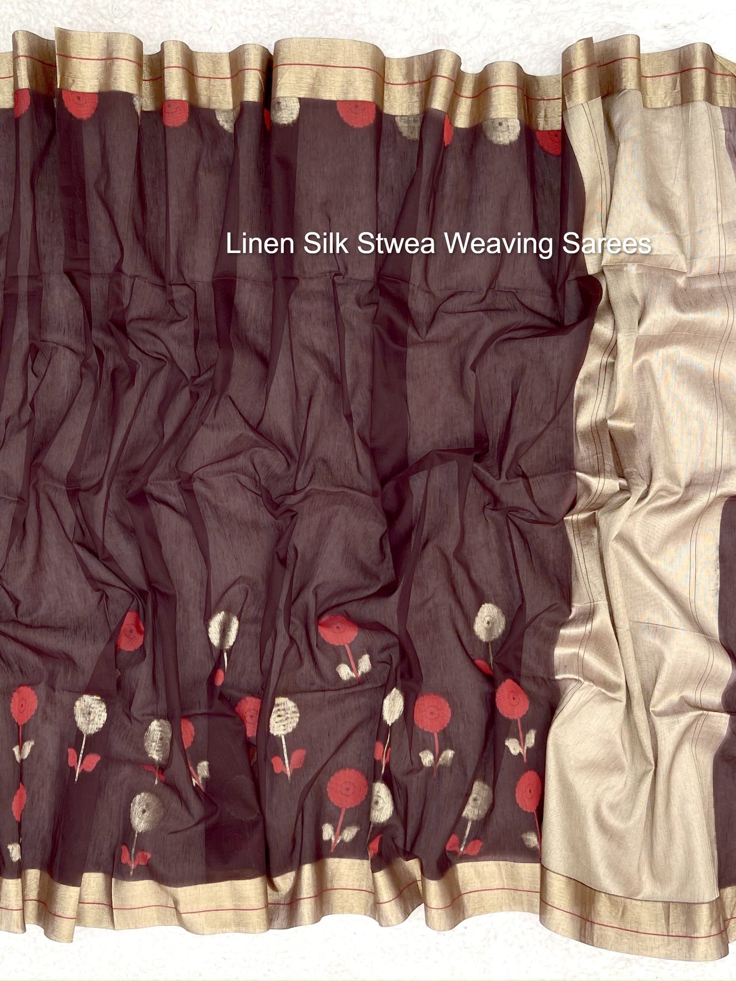 Linen Silk Stwea Weaving Sarees