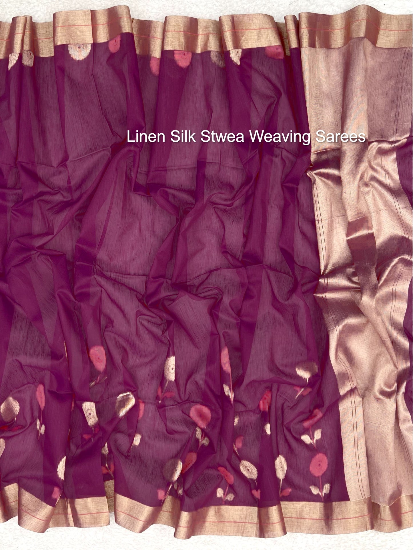 Linen Silk Stwea Weaving Sarees