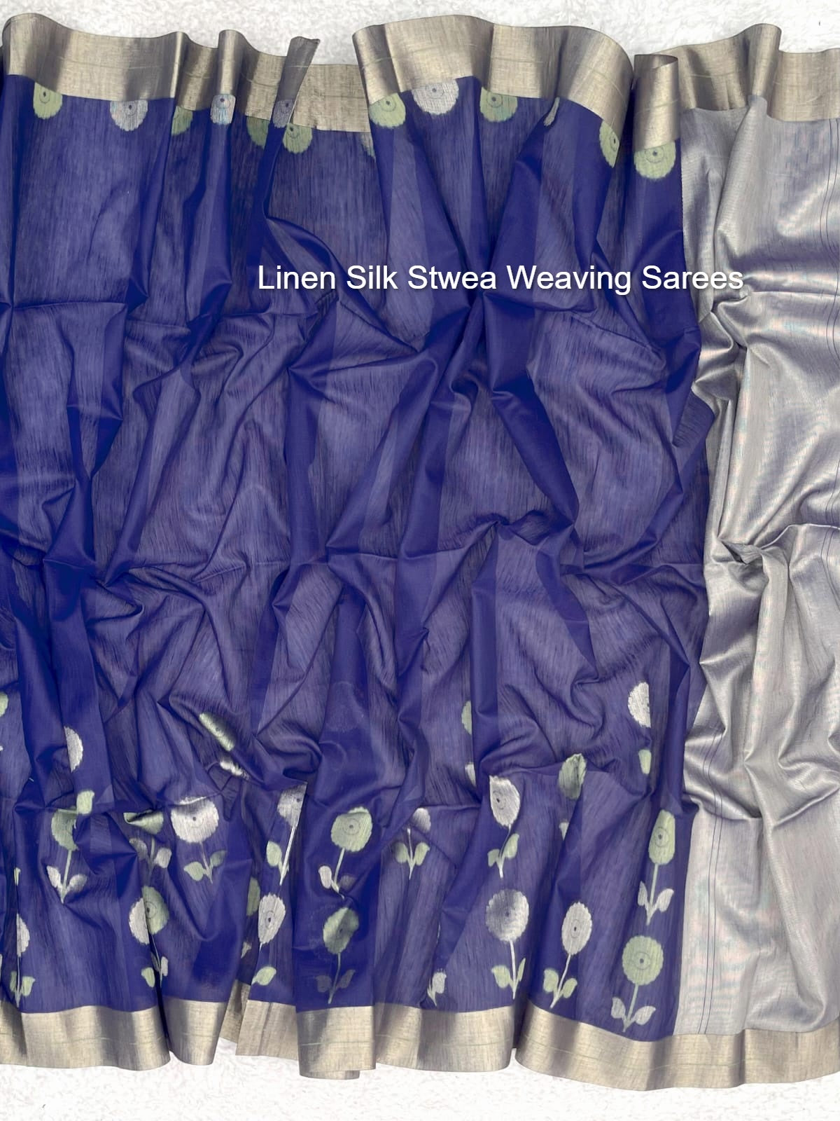 Linen Silk Stwea Weaving Sarees