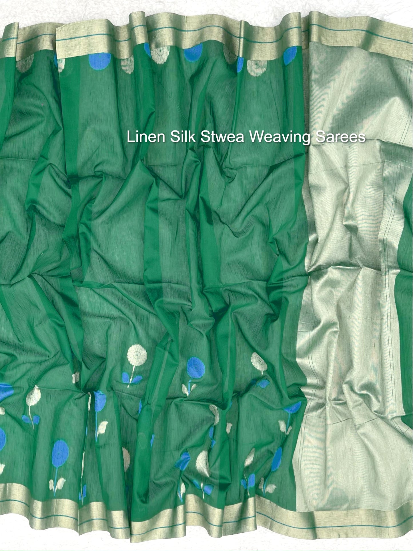 Linen Silk Stwea Weaving Sarees