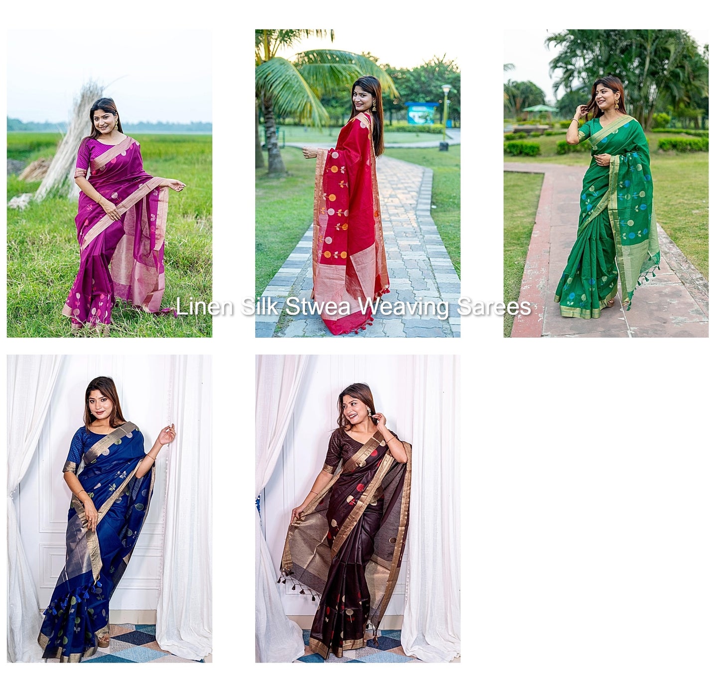 Linen Silk Stwea Weaving Sarees