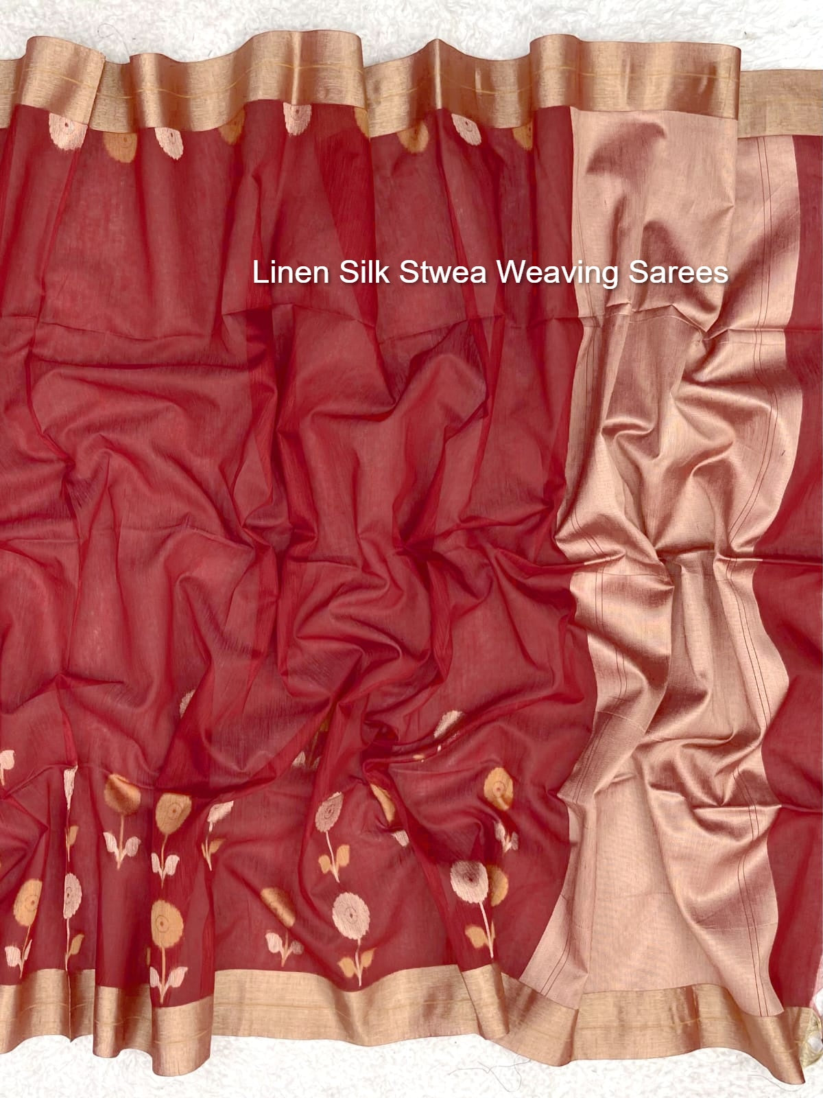 Linen Silk Stwea Weaving Sarees