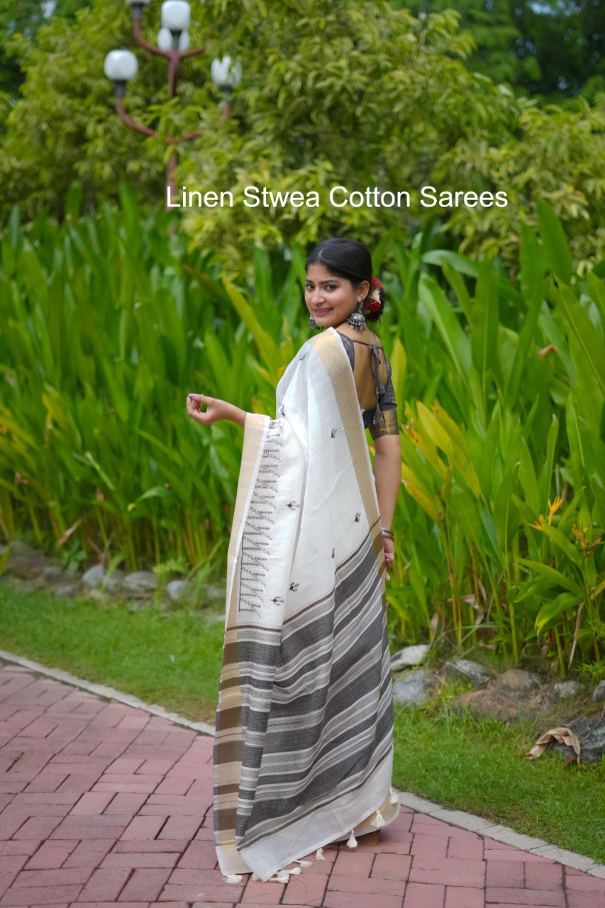 Linen Stwea Cotton Sarees