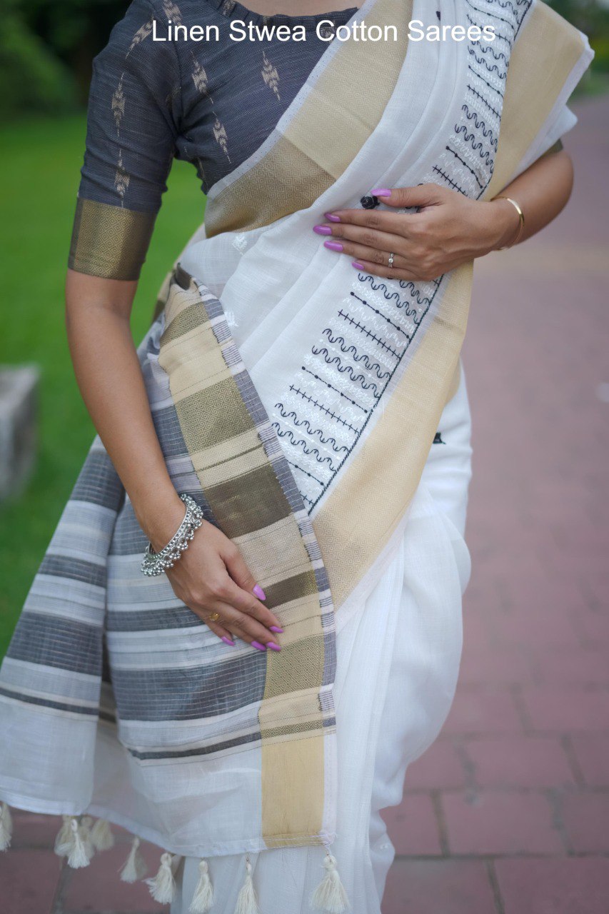 Linen Stwea Cotton Sarees