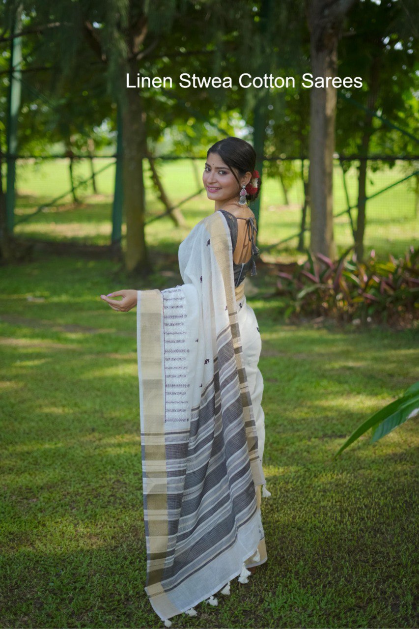 Linen Stwea Cotton Sarees