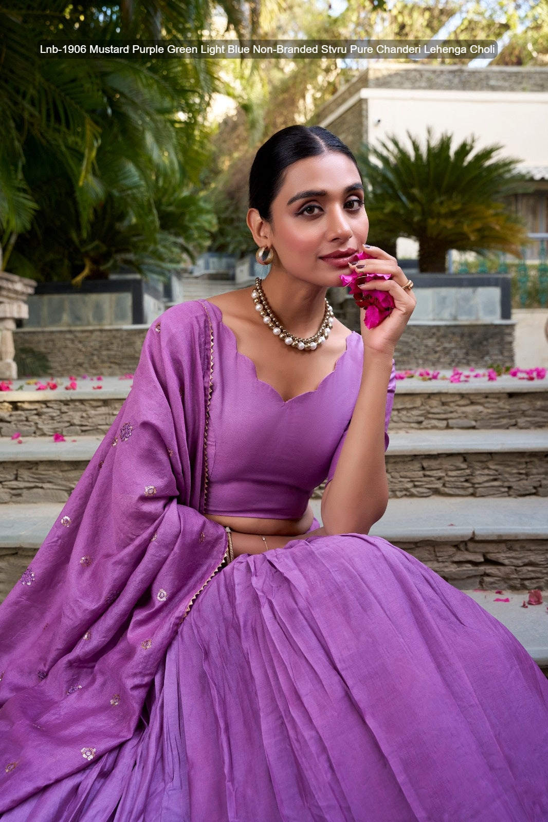 Lnb-1906 Mustard Purple Green Light Blue Non-Branded Stvru Pure Chanderi Lehenga Choli