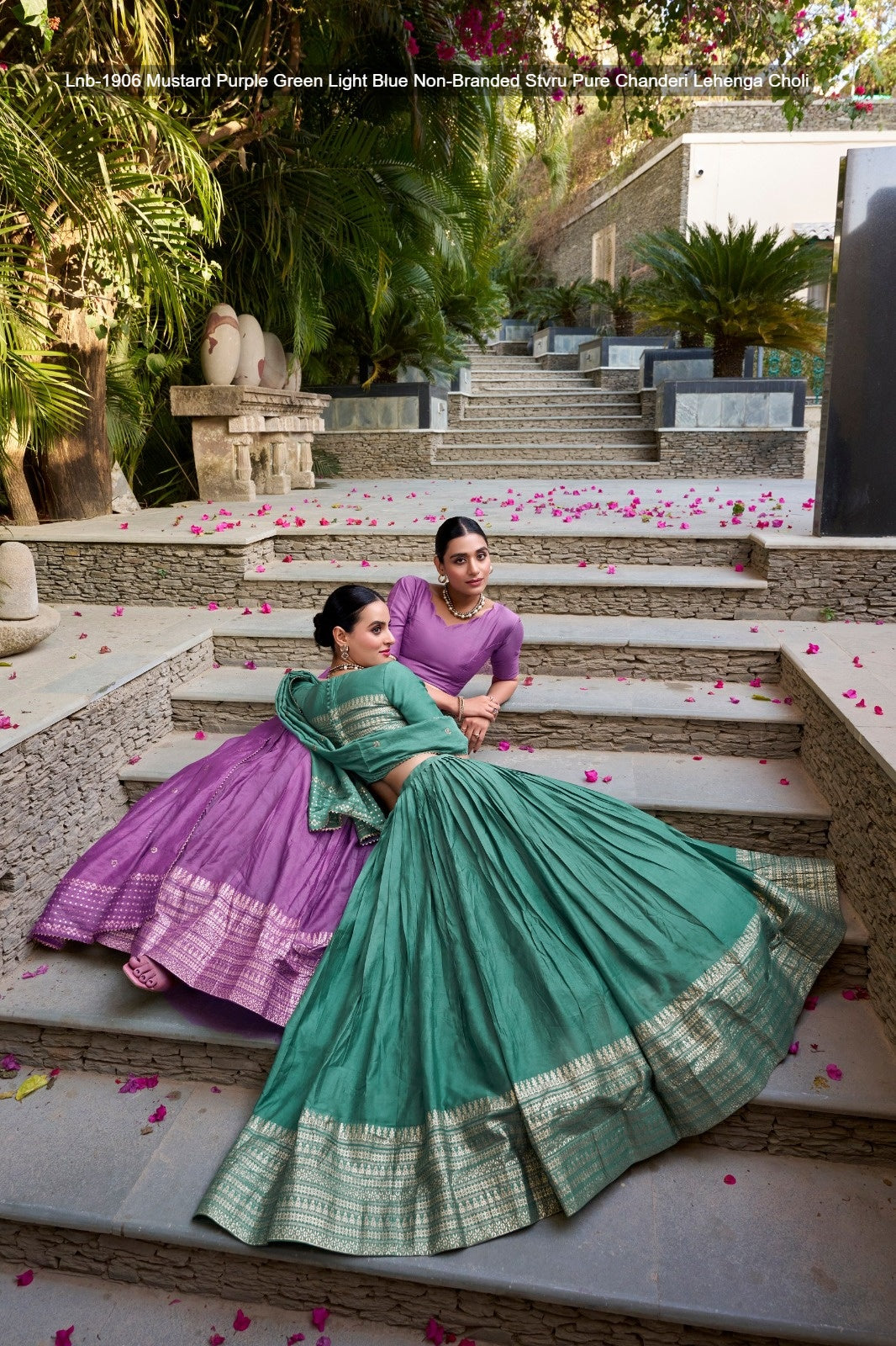Lnb-1906 Mustard Purple Green Light Blue Non-Branded Stvru Pure Chanderi Lehenga Choli