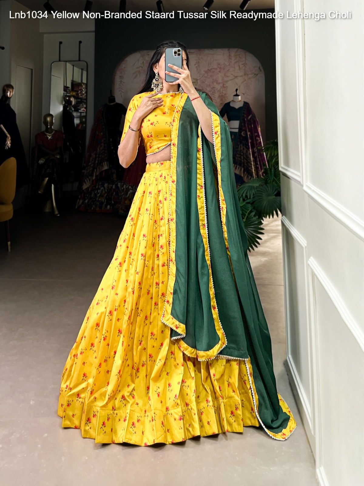 Lnb1034 Yellow Non-Branded Staard Tussar Silk Readymade Lehenga Choli