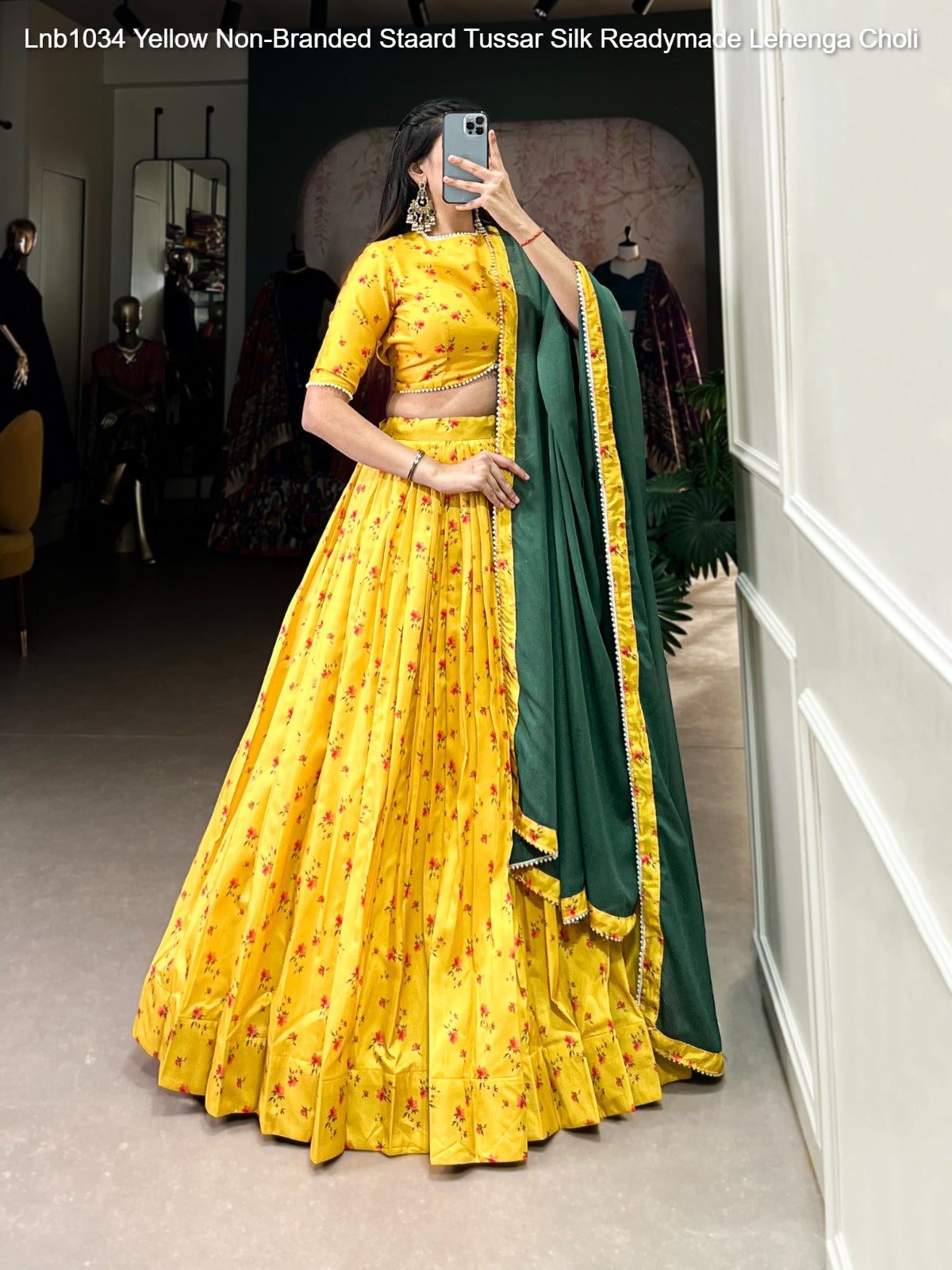 Lnb1034 Yellow Non-Branded Staard Tussar Silk Readymade Lehenga Choli