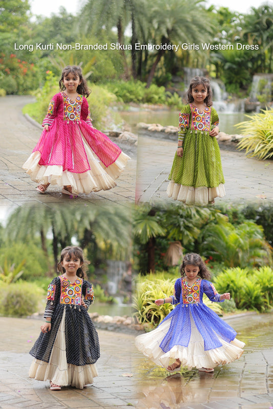 Long Kurti Non-Branded Stkua Embroidery Girls Western Dress