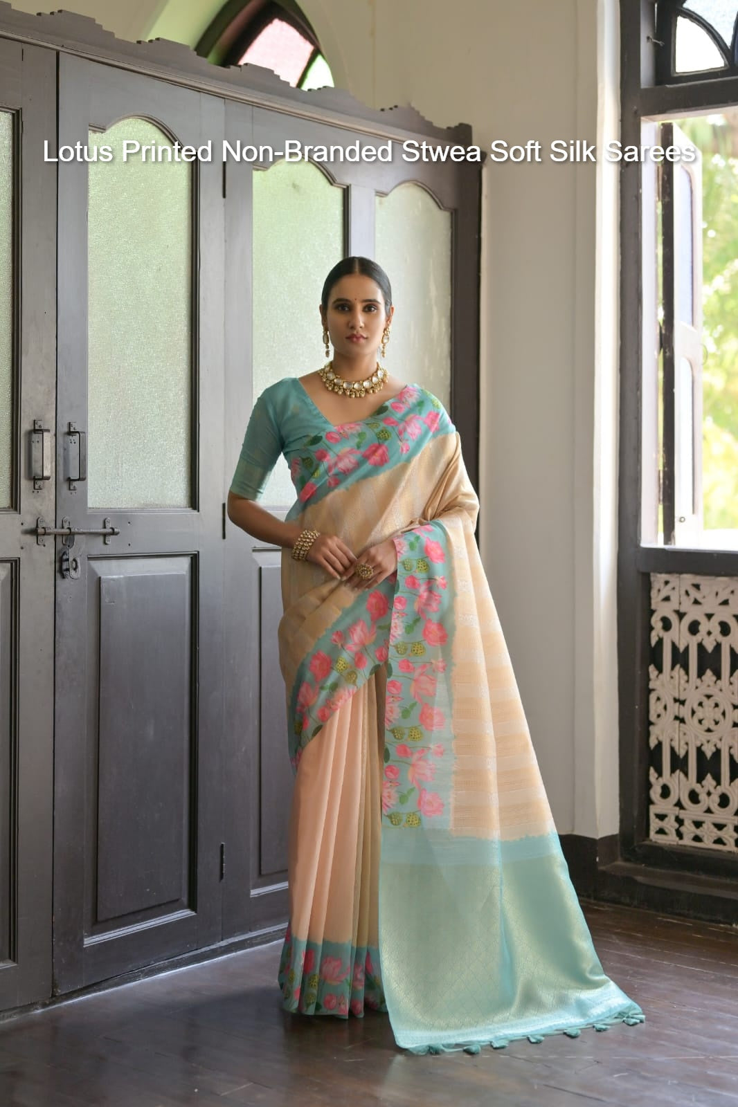 Lotus Printed Non-Branded Stwea Soft Silk Sarees