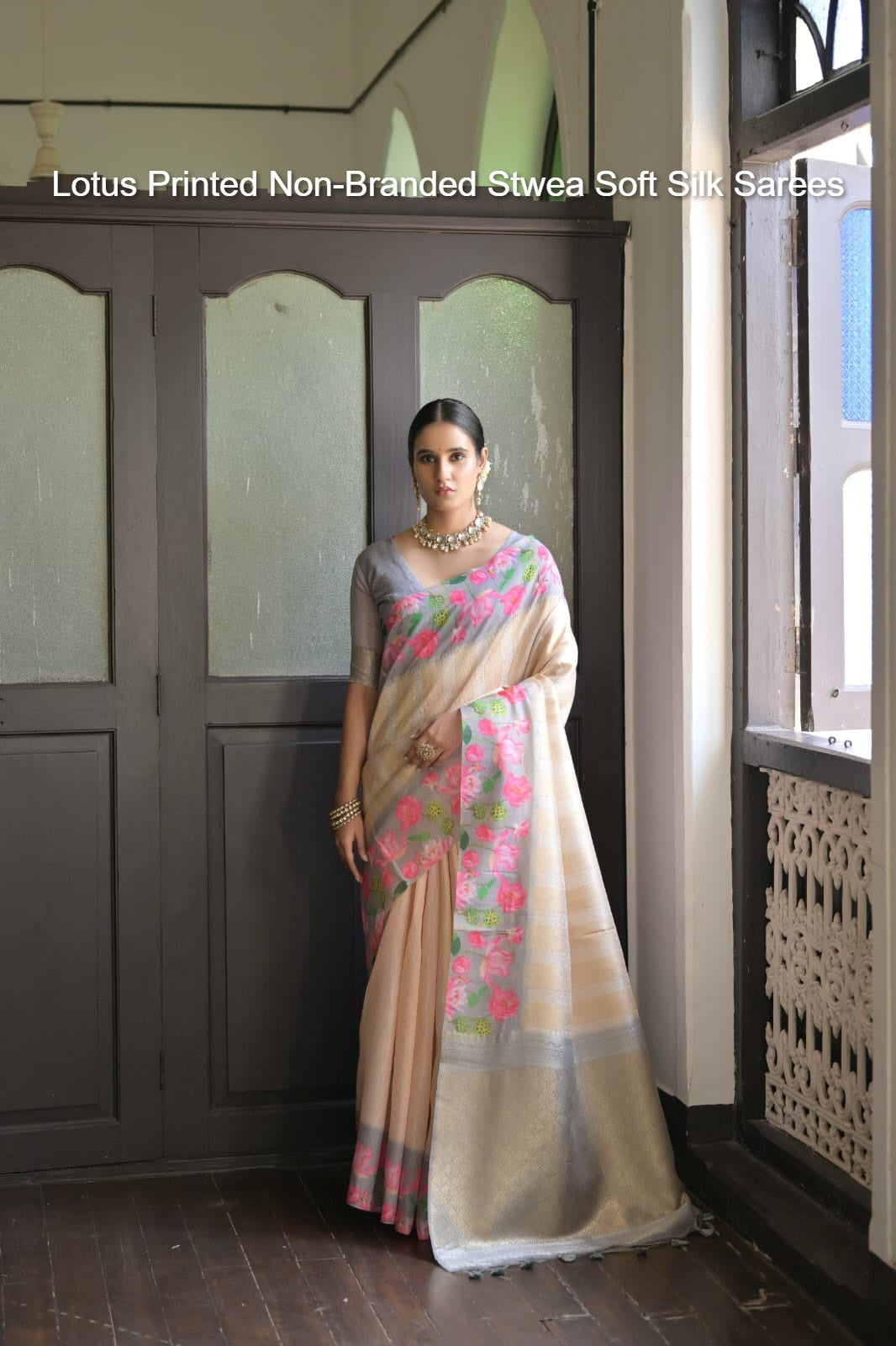 Lotus Printed Non-Branded Stwea Soft Silk Sarees